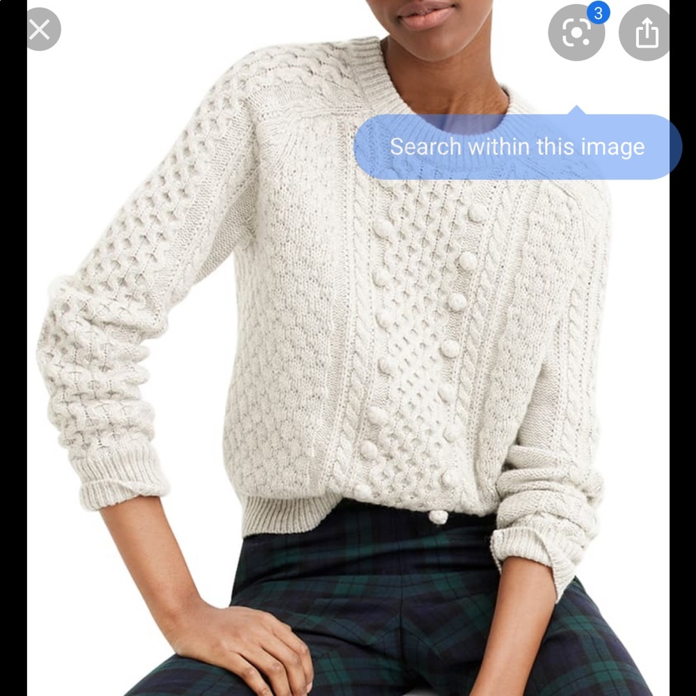 NWT J Crew gray popcorn cable knit sweater XS
